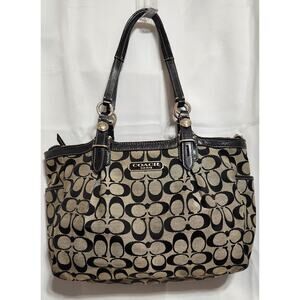 Coach F16561 Gallery Legacy Black Signature C w/Patent Trim Bag Some Stains
